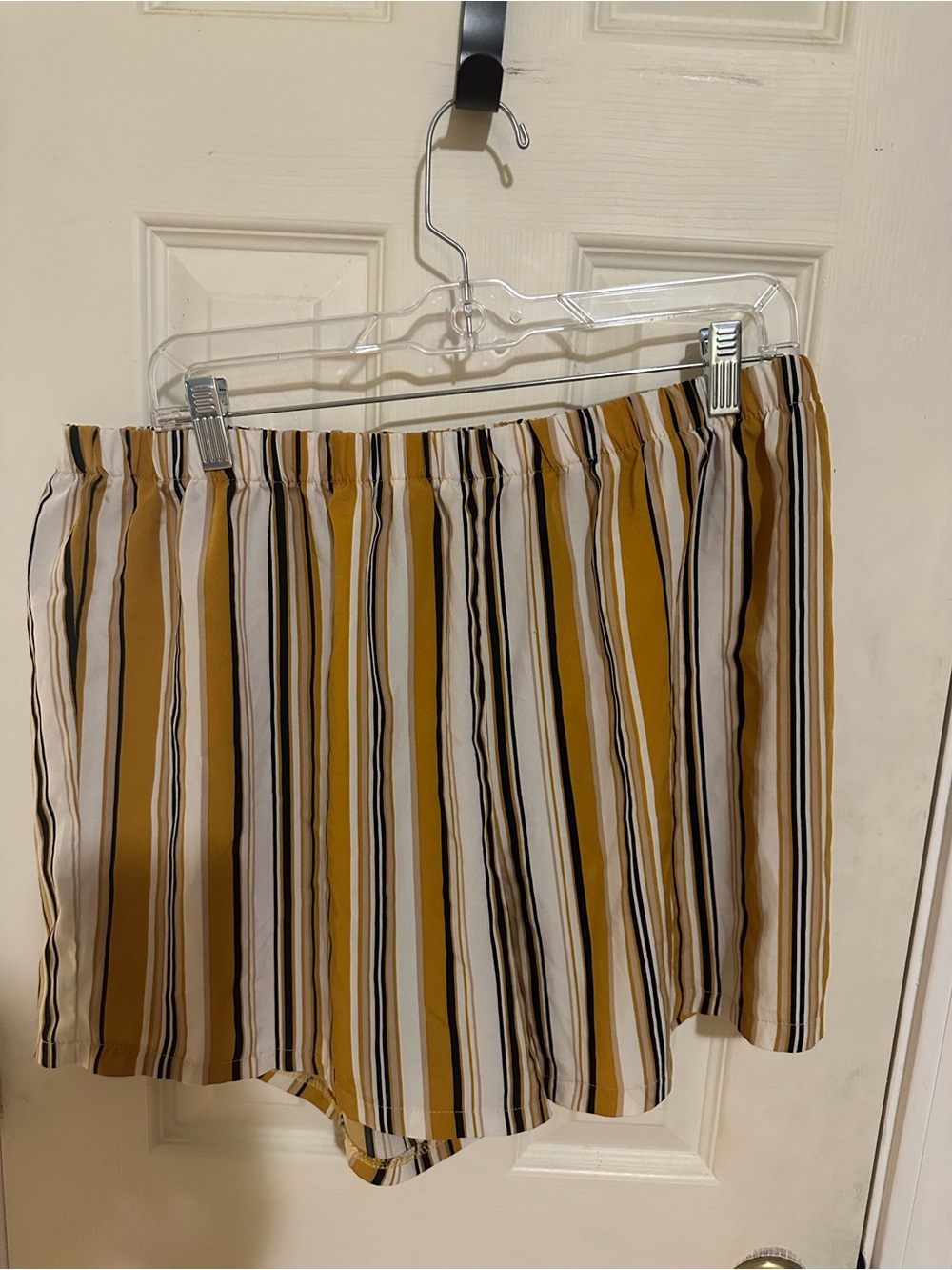 Striped Mustard and White Women's Short and Tube Top Set